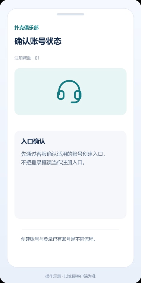 扑克俱乐部 确认账号状态操作示意